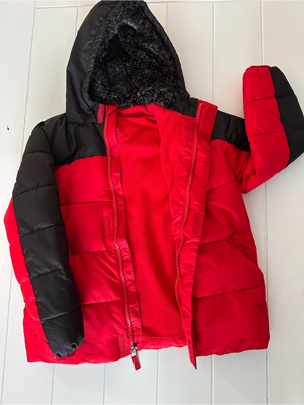 wonder nation Red and Black Puffer Jacket with Hood